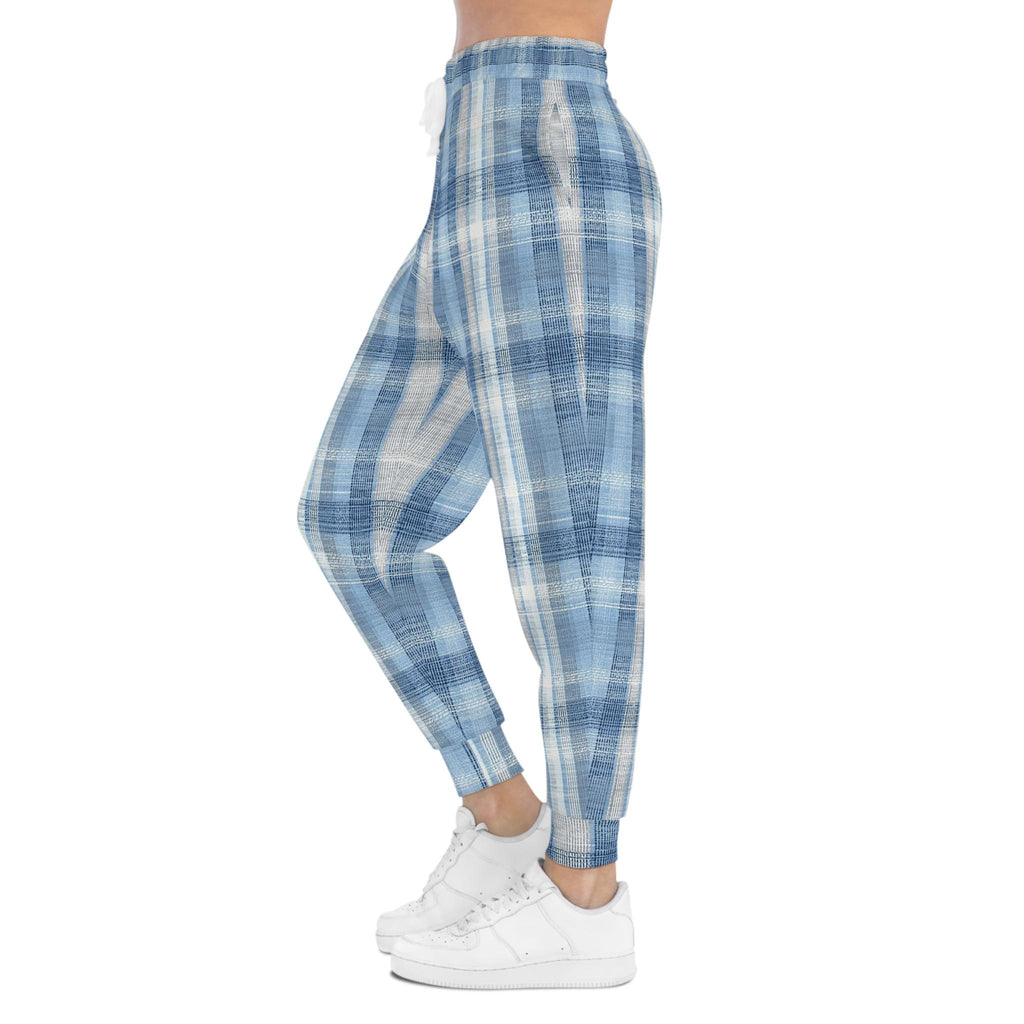 Blue Plaid Joggers | Light Blue Tartan Athletic Joggers