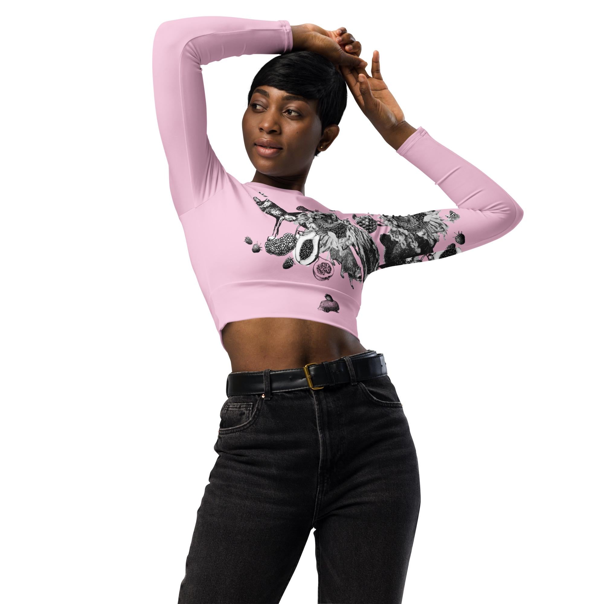Recycled long-sleeve crop top